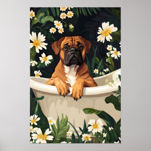 Affiche de Bullmastiff dans la baignoire, Affiche 