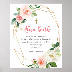 Affiche de cadeau de baptême imprimable floral fil