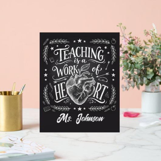 Affiche de cadeau personnalisé pour enseignant – D (Mariage)