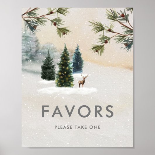 Affiche de cadeaux de bapteme de mariage forestier (Devant)