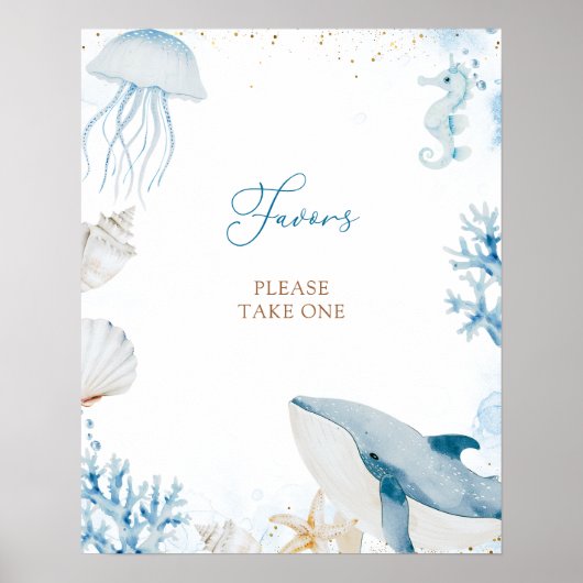 Affiche de cadeaux de fête de bébé d'été Ocean Sea (Devant)