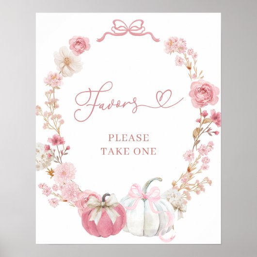 Affiche de cadeaux de petite citrouille rose et bl (Devant)