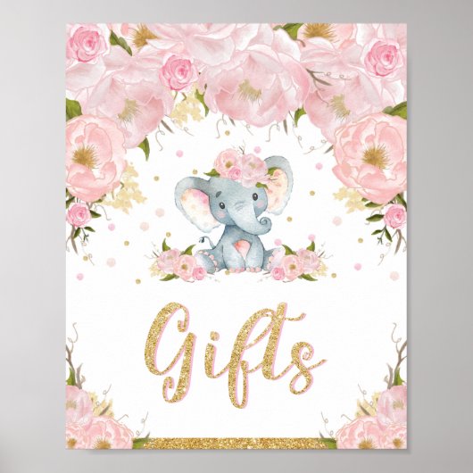 Affiche de cadeaux éléphant pour anniversaire et B (Devant)