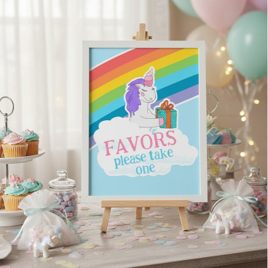 Affiche de cadeaux licorne mignonne pour anniversa