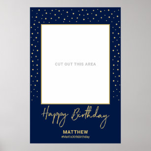 Affiche de cadre photo d'anniversaire adulte Navy