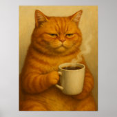 Affiche de café de chat grincheux drôle Art huile (Devant)