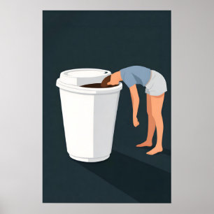 Affiche de café drôle, impression d'humour minimal