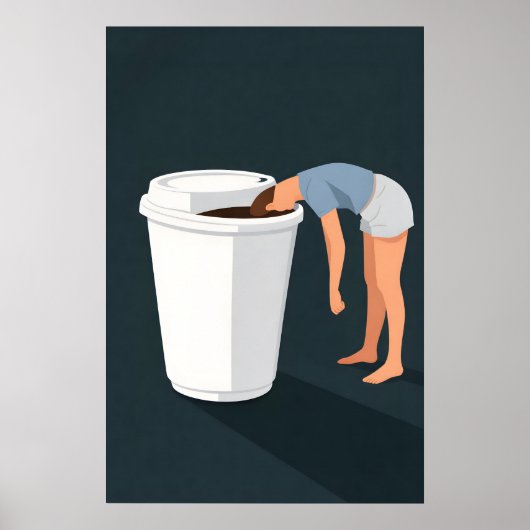 Affiche de café drôle, impression d'humour minimal (Devant)