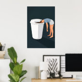 Affiche de café drôle, impression d'humour minimal (Bureau à domicile)