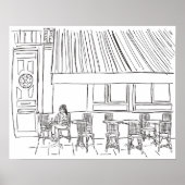Affiche de café parisien noir et blanc (Devant)