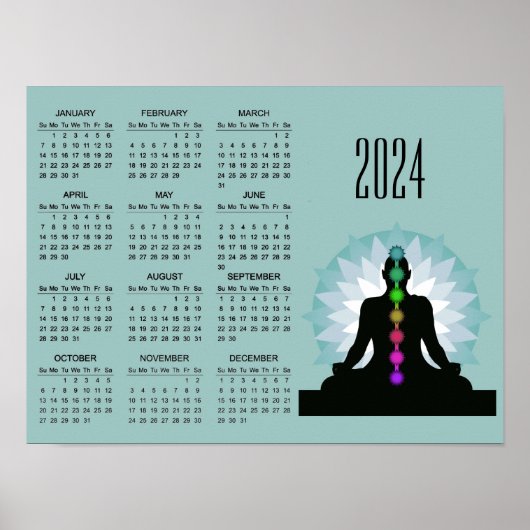 Affiche de calendrier 2024 de conception de yoga d (Devant)