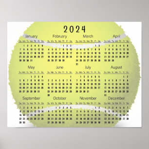 Affiche de calendrier 2024 de design de balle de t