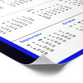 Affiche de calendrier 2025 d'art géométrique bleu (Coin)