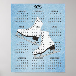 Affiche de calendrier 2025 de conception de patins