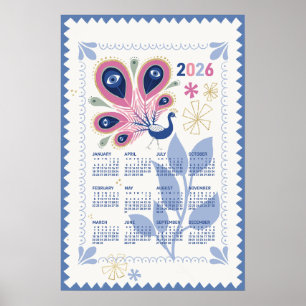 Affiche de calendrier 2026 Paon