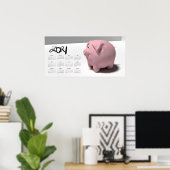 Affiche de calendrier 3D Funny Pig 3 2021 28x14 (Bureau à domicile)
