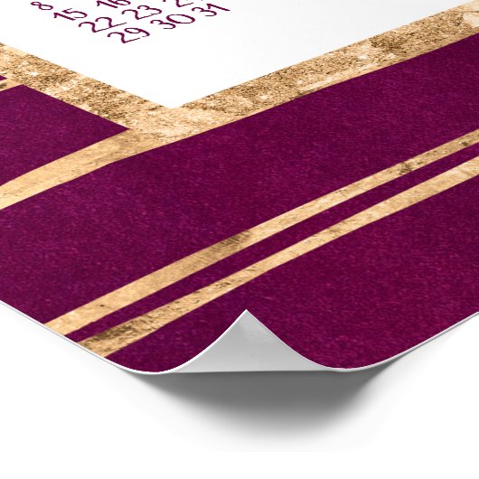 Affiche de calendrier annuel 2017 Magenta et Or à  (Coin)