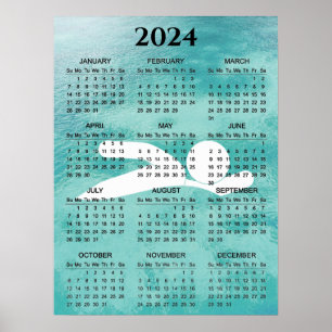 Affiche de calendrier de conception de natation 20