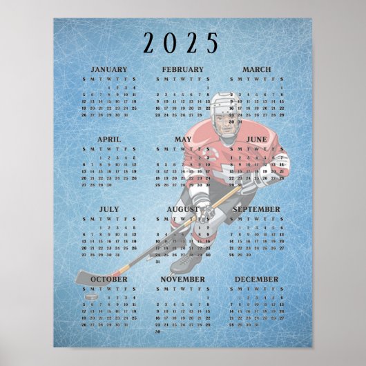 Affiche de calendrier de design de hockey sur glac (Devant)
