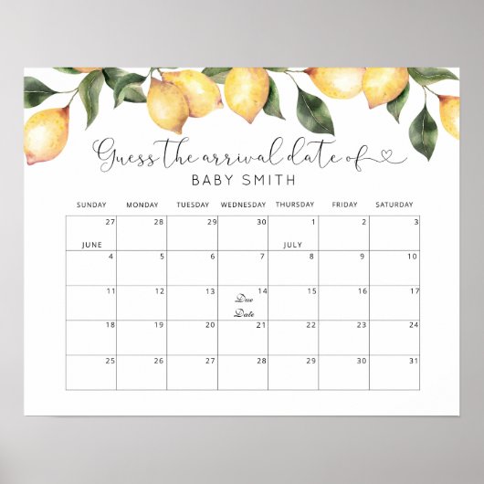 Affiche de calendrier de devinette de date de term (Devant)