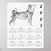 Affiche de calendrier de peinture originale Shiba (Devant)