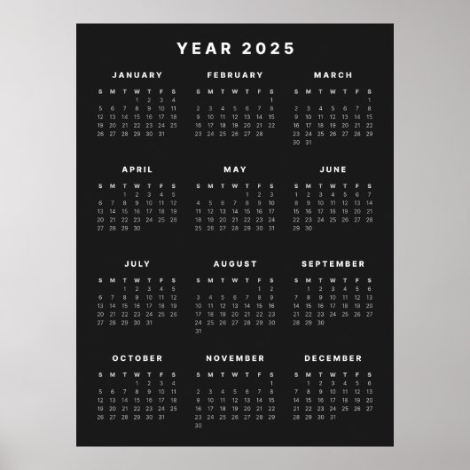 Affiche de calendrier minimaliste 2025 (Devant)