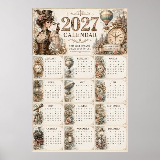 Affiche de calendrier mural Steampunk 2027 (Devant)