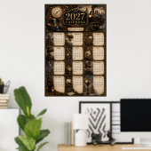 Affiche de calendrier mural Steampunk 2027 (Bureau à domicile)