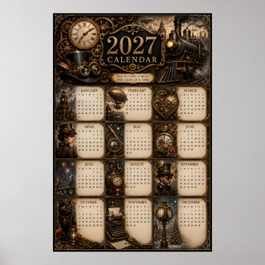 Affiche de calendrier mural Steampunk 2027 (Devant)