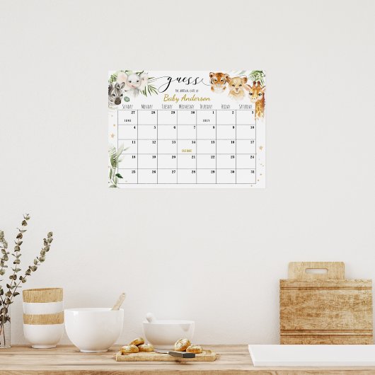 Affiche de calendrier pour deviner la date prévue  (Cuisine)