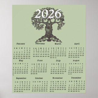 Affiche de calendrier une page Reading Tree 2026