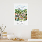 Affiche de Cali Colombie - Paysage urbain de la ca (Cuisine)