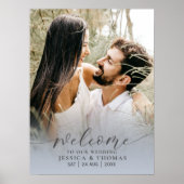 Affiche de calligraphie photo moderne bleu poussié (Devant)