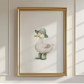 Affiche de canard en bottes vert sauge Décoration