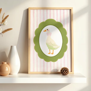 Affiche de canard jaune aux rayures roses Cottagec