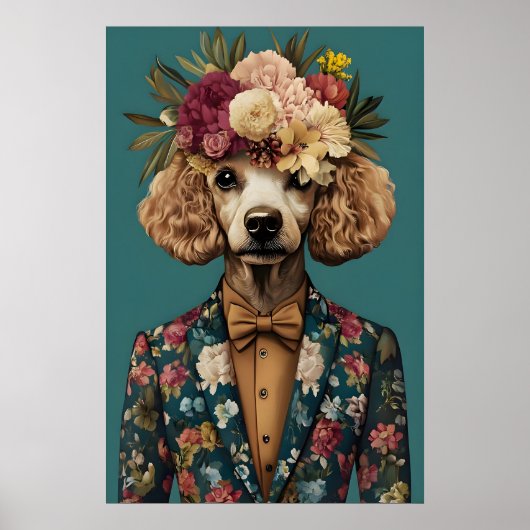 Affiche de caniche en costume, Portrait de caniche (Devant)