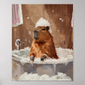 Affiche de capybara mignon dans un bain moussant (Devant)