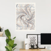 Affiche de carte abstraite de ligne de contour (Bureau à domicile)