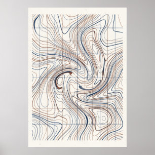 Affiche de carte abstraite de ligne de contour