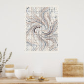 Affiche de carte abstraite de ligne de contour (Cuisine)