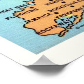 Affiche de carte ancienne de Long Island (Coin)