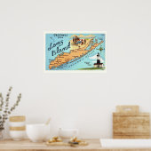 Affiche de carte ancienne de Long Island (Cuisine)