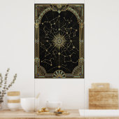 Affiche de carte céleste des étoiles Art Déco | Ve (Cuisine)