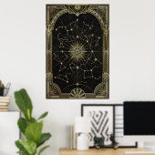 Affiche de carte céleste des étoiles Art Déco | Ve (Bureau à domicile)
