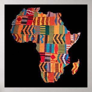 Affiche de carte colorée de l'Afrique