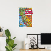 Affiche de carte colorée vintage de Californie 197 (Bureau à domicile)