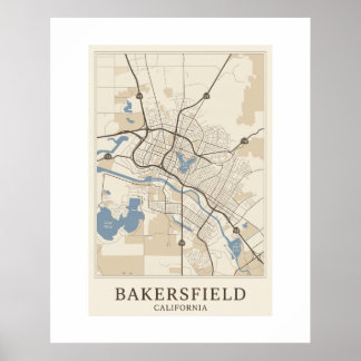Affiche de carte de Bakersfield | Impression de vi