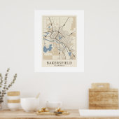 Affiche de carte de Bakersfield | Impression de vi (Cuisine)