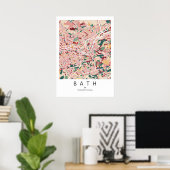 Affiche de carte de Bath Angleterre | Art mural de (Bureau à domicile)
