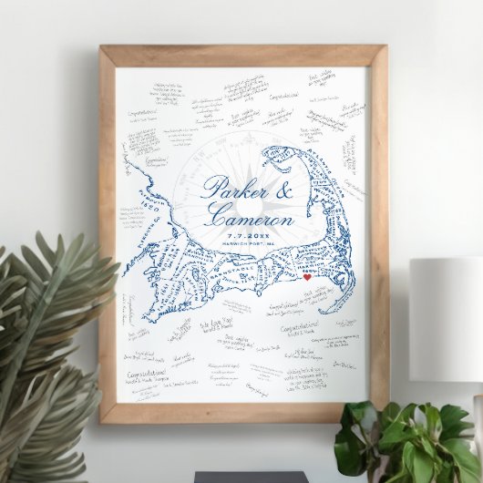 Affiche de carte de Cape Cod pour le livre d'or de